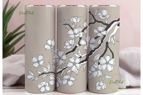 Vintage Dogwood Blossom 20oz Tumbler Sublimation PixelChick 