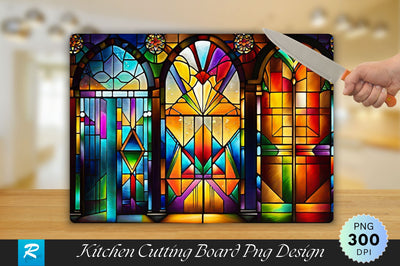 Vintage Door Stained Glass Cutting Board Sublimation Regulrcrative 