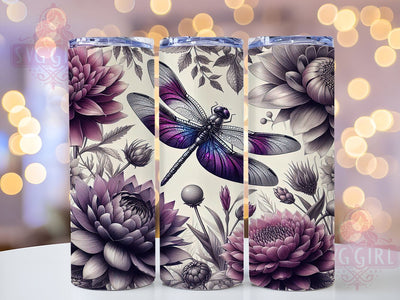 Vintage Dragonfly Tumbler, Floral Sublimation Wrap, 20oz Drinkware Design, Retro Dragonfly Art, Nature Tumbler Wrap, Digital Download, Boho Floral Tumbler Sublimation SvggirlplusArt 