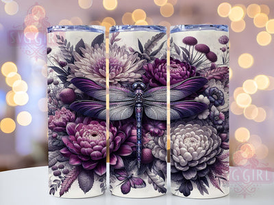 Vintage Dragonfly Tumbler, Floral Sublimation Wrap, 20oz Drinkware Design, Retro Dragonfly Art, Nature Tumbler Wrap, Digital Download, Boho Floral Tumbler Sublimation SvggirlplusArt 