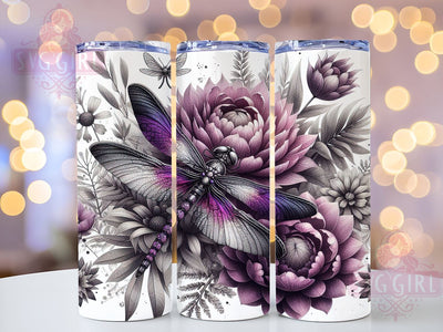 Vintage Dragonfly Tumbler, Floral Sublimation Wrap, 20oz Drinkware Design, Retro Dragonfly Art, Nature Tumbler Wrap, Digital Download, Boho Floral Tumbler Sublimation SvggirlplusArt 