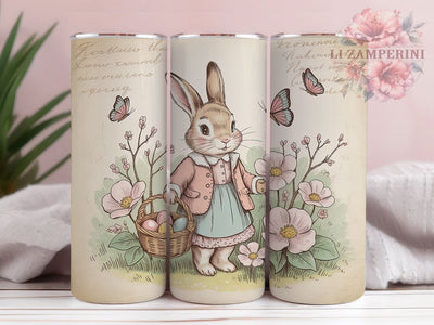 Vintage Easter Bunny Basket Tumbler, Easter Bunny Tumbler, Nostalgic Bunny Wrap, Whimsical Basket Wrap, Retro Bunny Wrap, Sublimation Design, Trendy Gift Idea Sublimation Li Zamperini 