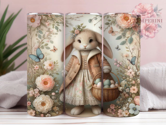Vintage Easter Bunny Basket Tumbler, Easter Bunny Tumbler, Nostalgic Bunny Wrap, Whimsical Basket Wrap, Retro Bunny Wrap, Sublimation Design, Trendy Gift Idea Sublimation Li Zamperini 