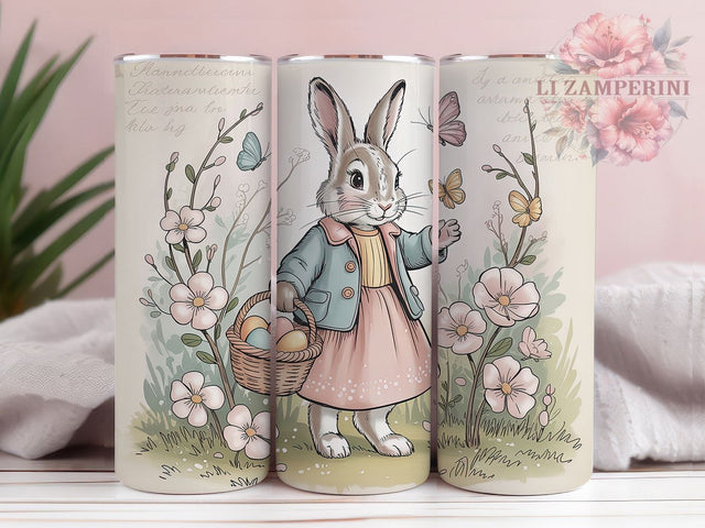 Vintage Easter Bunny Basket Tumbler, Easter Bunny Tumbler, Nostalgic Bunny Wrap, Whimsical Basket Wrap, Retro Bunny Wrap, Sublimation Design, Trendy Gift Idea Sublimation Li Zamperini 