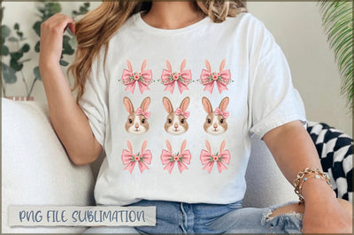 Vintage Easter Bunny Coquette Bow PNG Sublimation Shetara Begum 