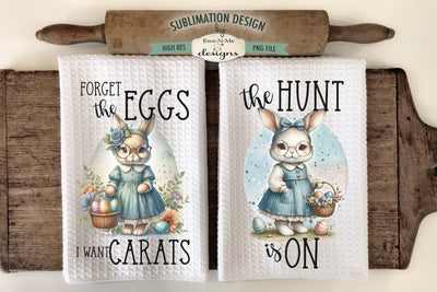 Vintage Easter Bunny Girls | Funny Kitchen Towel Sublimation Sublimation Ewe-N-Me Designs 