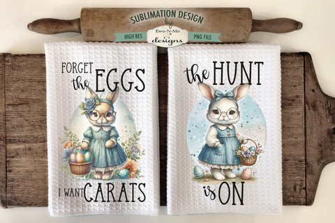 Vintage Easter Bunny Girls | Funny Kitchen Towel Sublimation Sublimation Ewe-N-Me Designs 