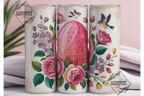Vintage Easter Egg Floral 20oz Tumbler Sublimation sassyprint 