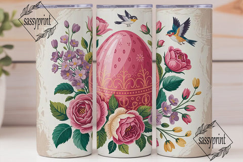 Vintage Easter Egg Floral 20oz Tumbler Sublimation sassyprint 