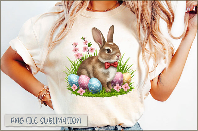 Vintage Easter Egg Rabbit Clipart PNG Sublimation Shetara Begum 