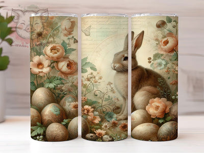 Vintage Easter Rabbit 20oz Tumbler, Rabbit Theme, Holiday Design, Farmhouse Style, 20oz Wrap, Sublimation Design, PNG File Sublimation Lara' s Designs 