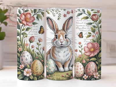 Vintage Easter Rabbit 20oz Tumbler, Rabbit Theme, Holiday Design, Farmhouse Style, 20oz Wrap, Sublimation Design, PNG File Sublimation Lara' s Designs 