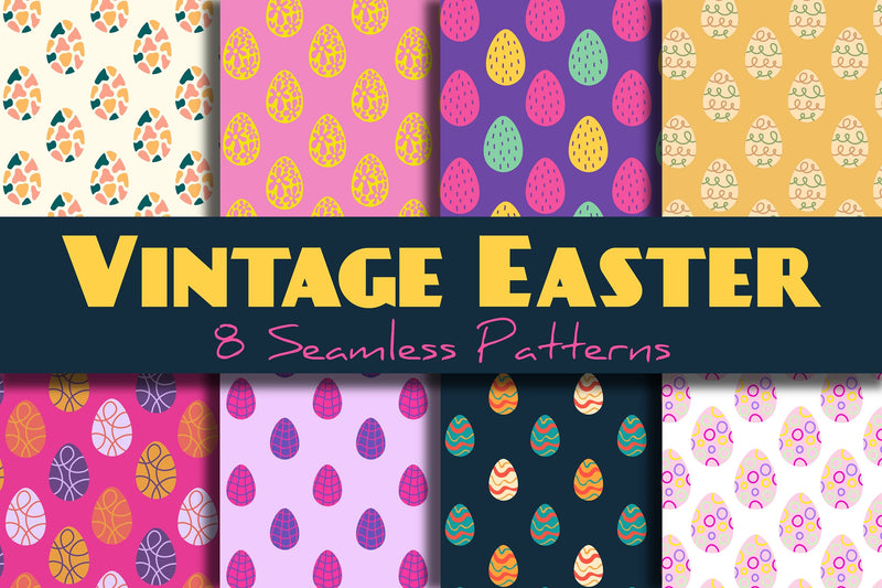Vintage Easter Seamless Patterns Digital Pattern Rin Green 