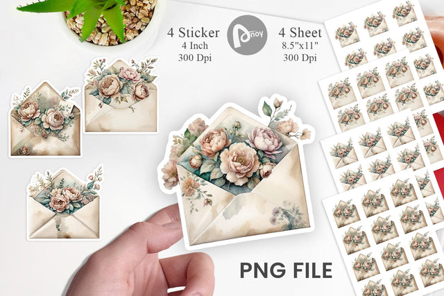 Vintage Envelope Sticker Sublimation artnoy 