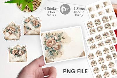 Vintage Envelope Sticker Sublimation artnoy 