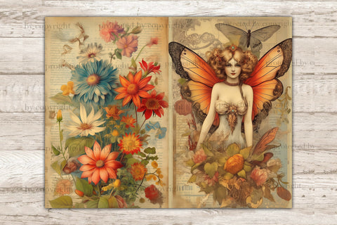 Vintage Fairy Junk Journal Page | Forest Scrapbook Paper SVG GlamArtZhanna 