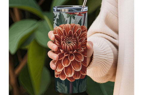 Vintage Fall Floral 20oz Tumbler Wrap Sublimation DesignSVG 