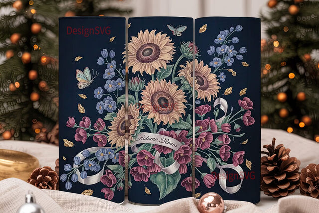 Vintage Fall Floral 20oz Tumbler Wrap Sublimation DesignSVG 