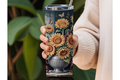 Vintage Fall Floral 20oz Tumbler Wrap Sublimation DesignSVG 
