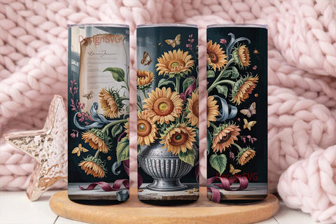 Vintage Fall Floral 20oz Tumbler Wrap Sublimation DesignSVG 