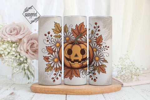 Vintage Fall Pumpkin 20oz Tumbler Wrap Sublimation sassyprint 