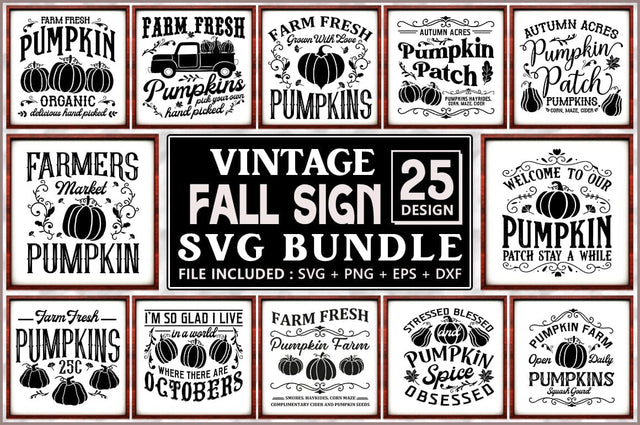 Vintage Fall Sign SVG Bundle SVG Shetara Begum 