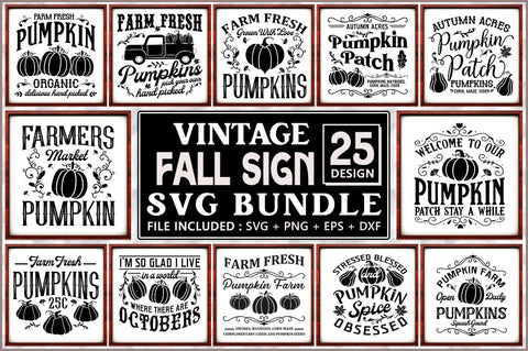 Vintage Fall Sign SVG Bundle SVG Shetara Begum 
