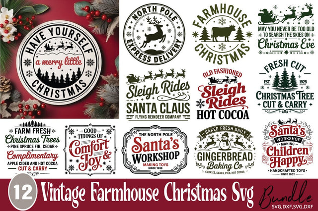 Vintage Farmhouse Christmas SVG Bundle SVG Angelina750 