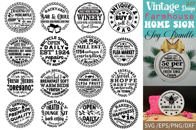 Vintage Farmhouse Home Sign SVG Bundle SVG Angelina750 
