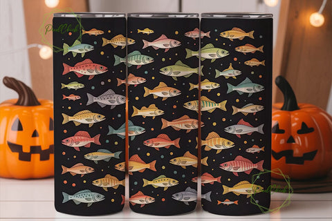 Vintage Fish 20oz Tumbler Wrap Sublimation PixelChick 