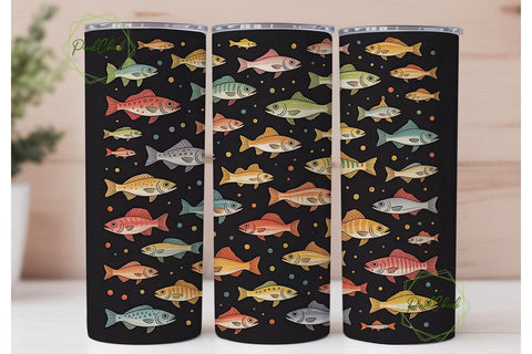Vintage Fish 20oz Tumbler Wrap Sublimation PixelChick 