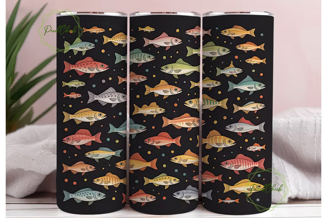 Vintage Fish 20oz Tumbler Wrap Sublimation PixelChick 