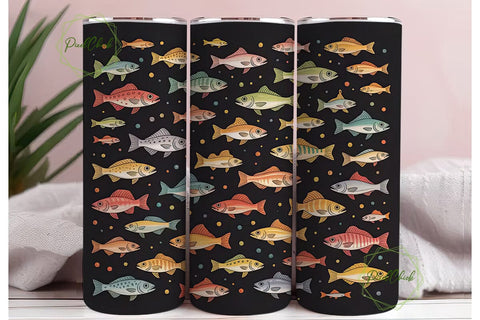 Vintage Fish 20oz Tumbler Wrap Sublimation PixelChick 