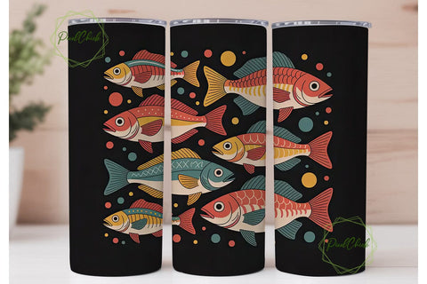 Vintage Fish 20oz Tumbler Wrap Sublimation PixelChick 