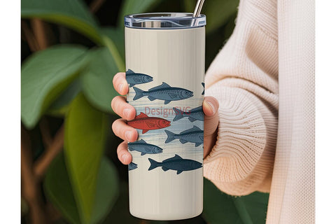 Vintage Fish School 20oz Tumbler Wrap Sublimation DesignSVG 