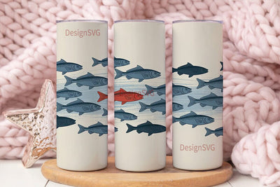 Vintage Fish School 20oz Tumbler Wrap Sublimation DesignSVG 