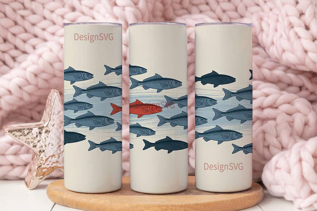 Vintage Fish School 20oz Tumbler Wrap Sublimation DesignSVG 