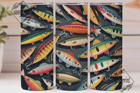 Vintage Fishing Lures 20oz Tumbler Sublimation sassyprint 