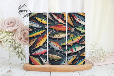 Vintage Fishing Lures 20oz Tumbler Sublimation sassyprint 