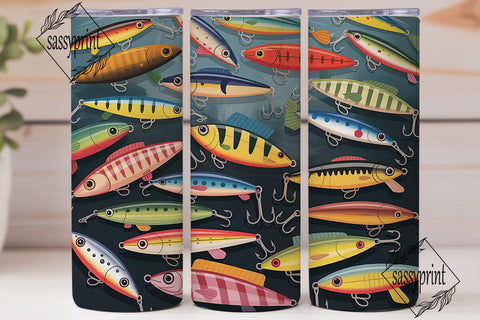 Vintage Fishing Lures 20oz Tumbler Sublimation sassyprint 