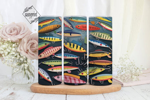 Vintage Fishing Lures 20oz Tumbler Sublimation sassyprint 