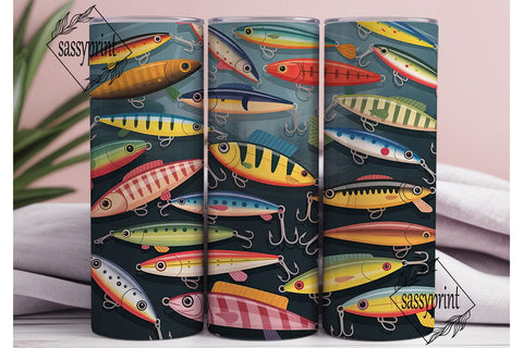 Vintage Fishing Lures 20oz Tumbler Sublimation sassyprint 