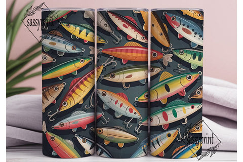 Vintage Fishing Lures 20oz Tumbler Sublimation sassyprint 