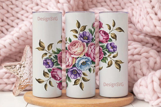 Vintage Floral 20oz Tumbler Wrap Sublimation DesignSVG 