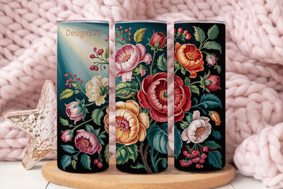 Vintage Floral 20oz Tumbler Wrap Sublimation DesignSVG 
