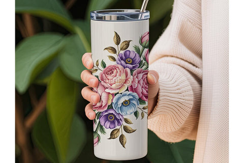 Vintage Floral 20oz Tumbler Wrap Sublimation DesignSVG 