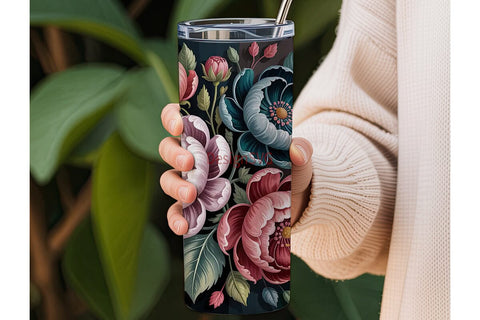 Vintage Floral 20oz Tumbler Wrap Sublimation DesignSVG 