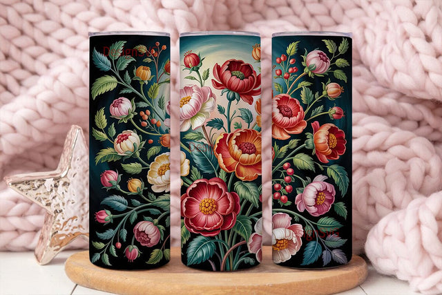 Vintage Floral 20oz Tumbler Wrap Sublimation DesignSVG 