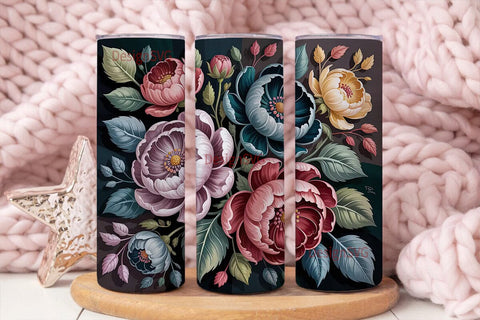 Vintage Floral 20oz Tumbler Wrap Sublimation DesignSVG 