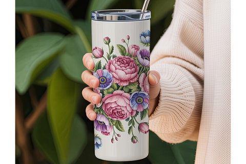 Vintage Floral 20oz Tumbler Wrap Sublimation DesignSVG 